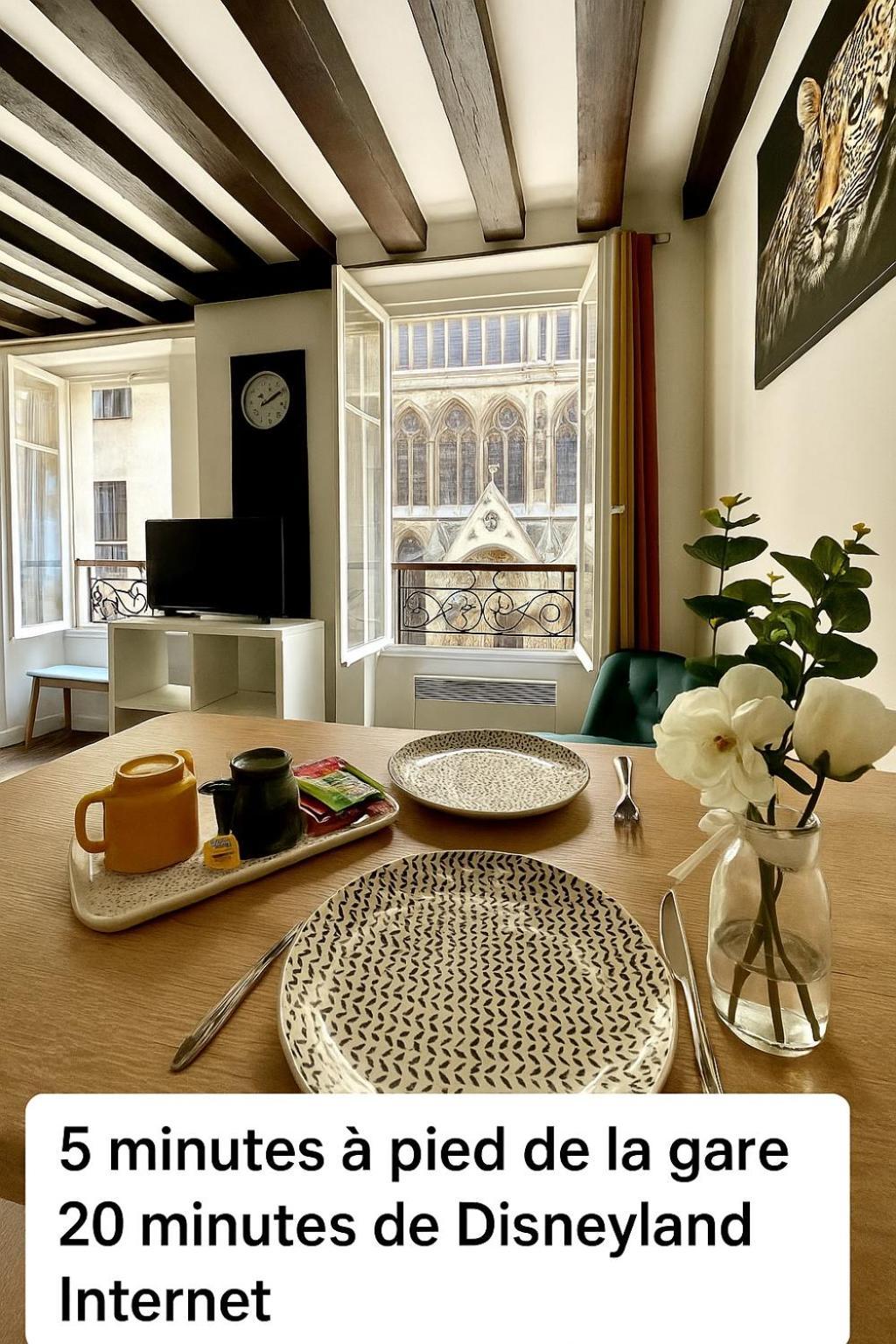 Appartement Vue Cathedrale- Centre Ville Meaux-Gare-Disney المظهر الخارجي الصورة